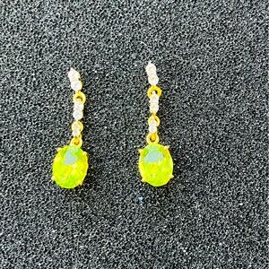 Elegant Silver Peridot and White Topaz Earrings